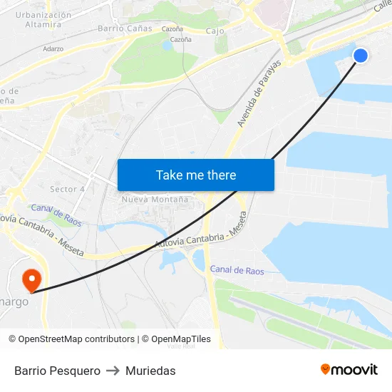 Barrio Pesquero to Muriedas map