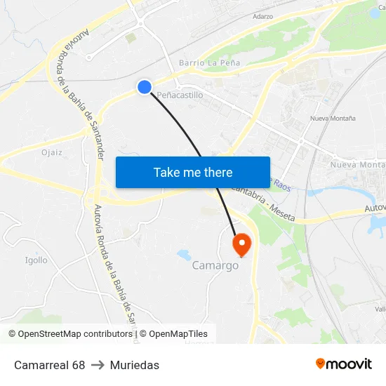 Camarreal 68 to Muriedas map