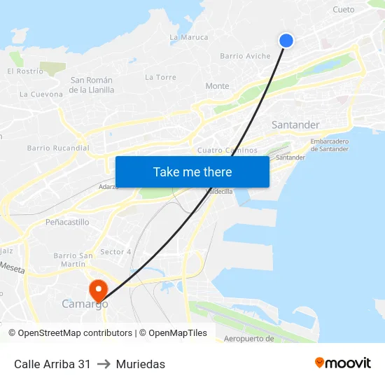 Calle Arriba 31 to Muriedas map