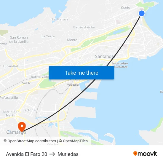 Avenida El Faro 20 to Muriedas map
