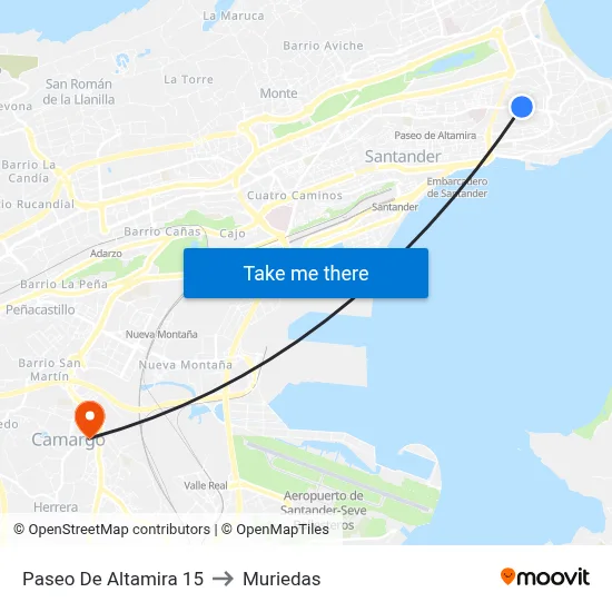 Paseo De Altamira 15 to Muriedas map
