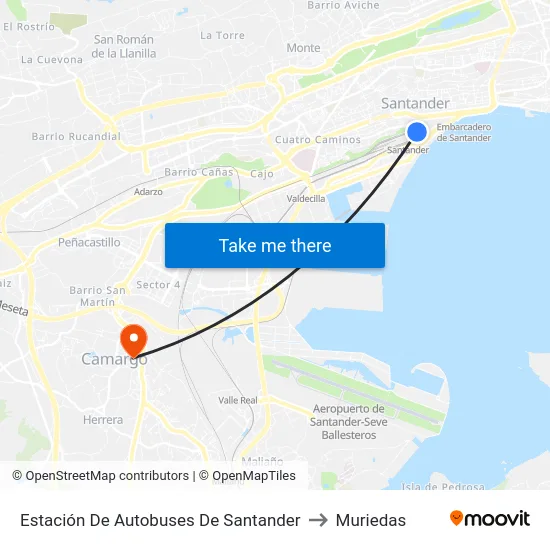 Estación De Autobuses De Santander to Muriedas map