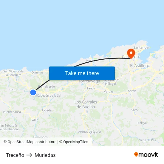 Treceño to Muriedas map