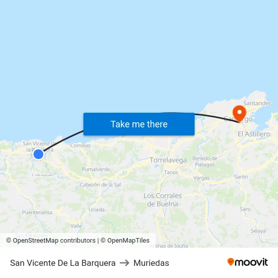 San Vicente De La Barquera to Muriedas map