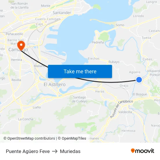 Puente Agüero Feve to Muriedas map