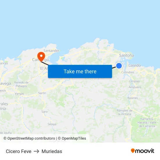 Cicero Feve to Muriedas map