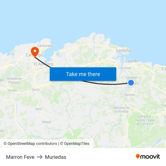 Marron Feve to Muriedas map