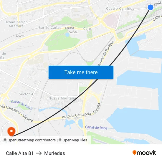 Calle Alta 81 to Muriedas map