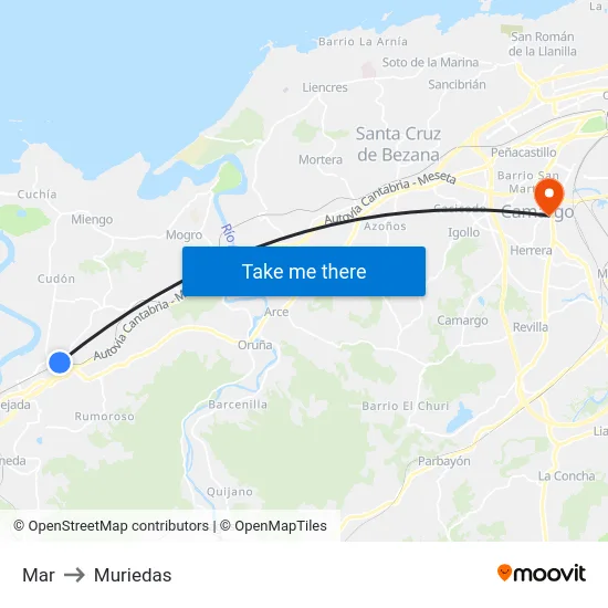 Mar to Muriedas map