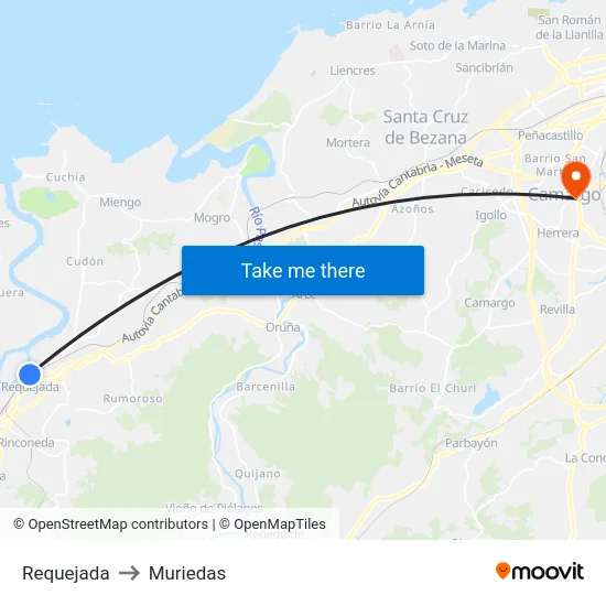 Requejada to Muriedas map