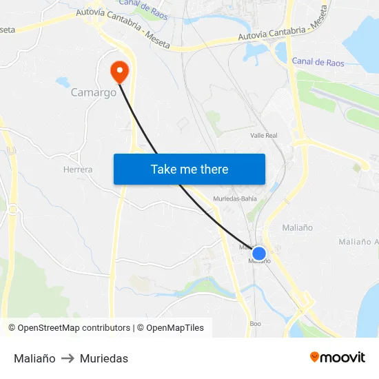 Maliaño to Muriedas map