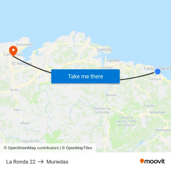 La Ronda 22 to Muriedas map