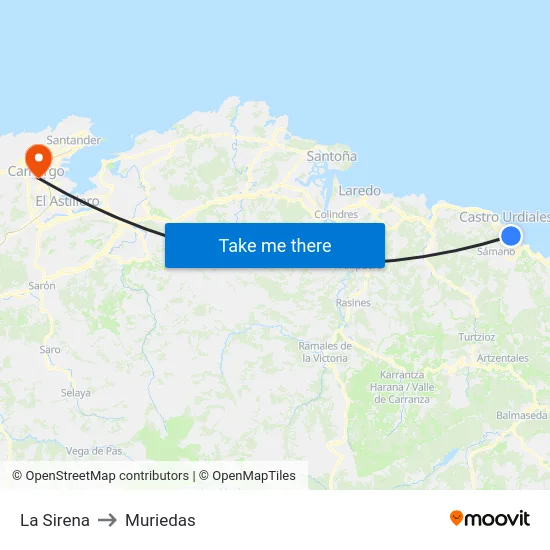 La Sirena to Muriedas map