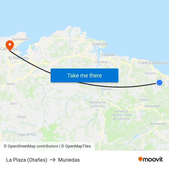 La Plaza (Otañes) to Muriedas map