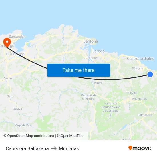 Cabecera Baltazana to Muriedas map