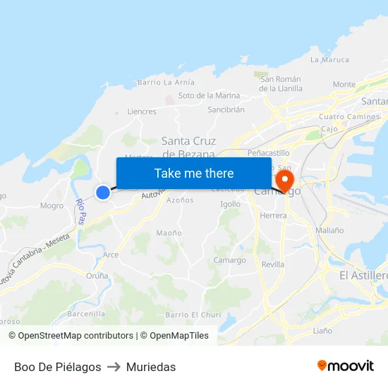Boo De Piélagos to Muriedas map