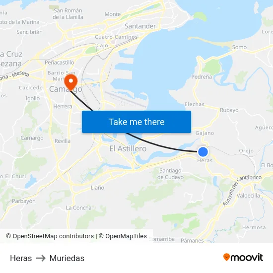 Heras to Muriedas map
