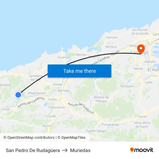 San Pedro De Rudagüera to Muriedas map