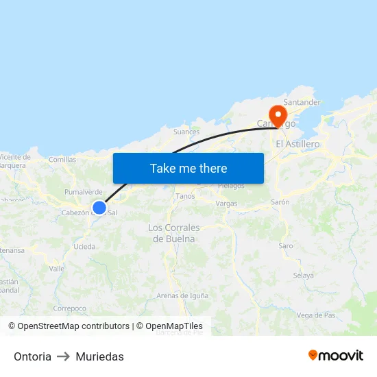 Ontoria to Muriedas map