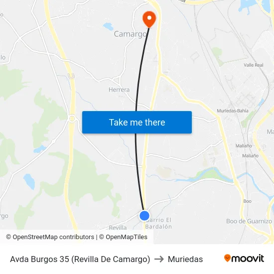Avda Burgos 35 (Revilla De Camargo) to Muriedas map