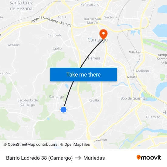 Barrio Ladredo 38 (Camargo) to Muriedas map