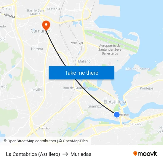 La Cantabrica (Astillero) to Muriedas map