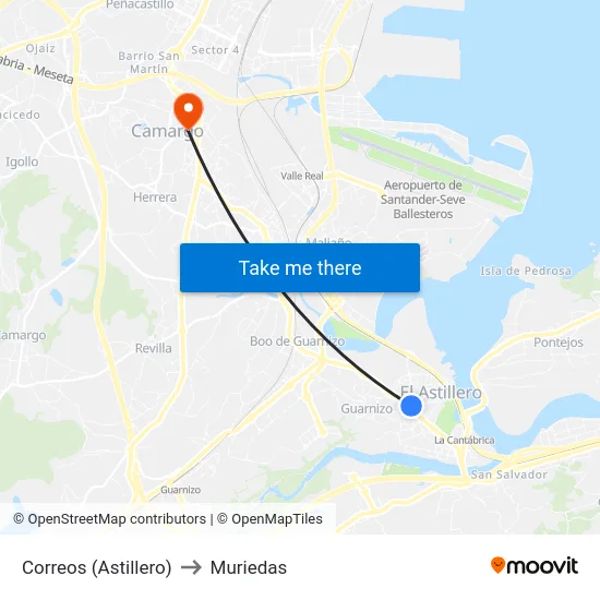 Correos (Astillero) to Muriedas map