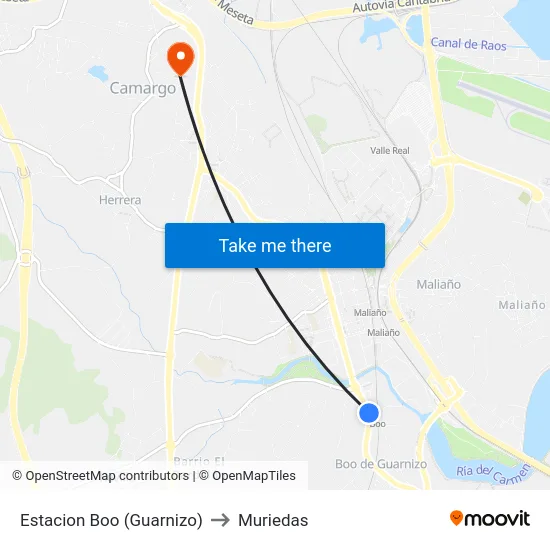 Estacion Boo (Guarnizo) to Muriedas map