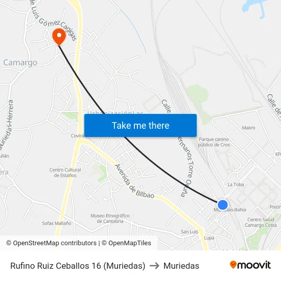 Rufino Ruiz Ceballos 16 (Muriedas) to Muriedas map