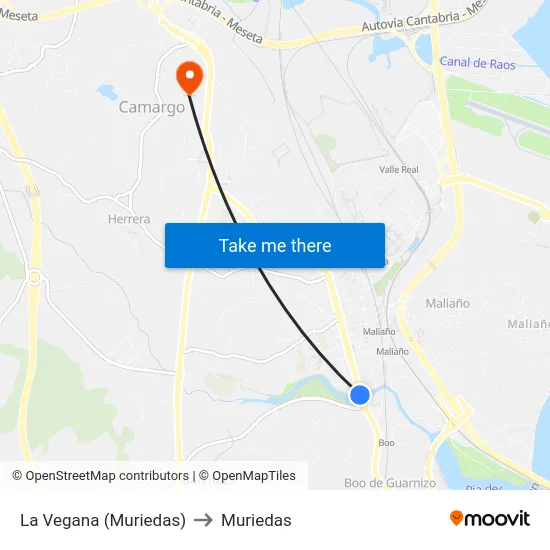 La Vegana (Muriedas) to Muriedas map