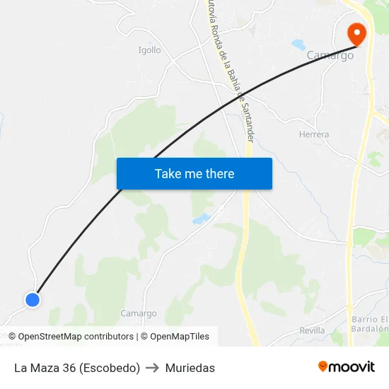La Maza 36 (Escobedo) to Muriedas map