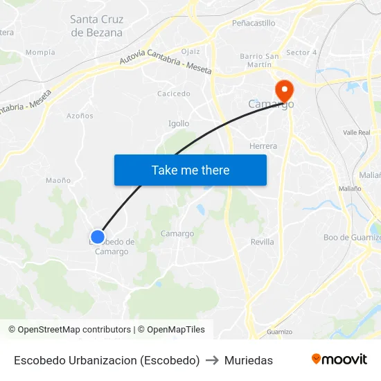 Escobedo Urbanizacion (Escobedo) to Muriedas map