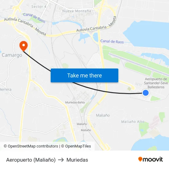 Aeropuerto (Maliaño) to Muriedas map