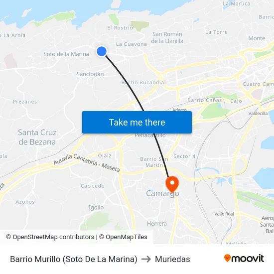 Barrio Murillo (Soto De La Marina) to Muriedas map