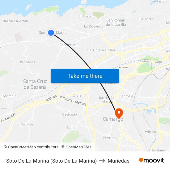 Soto De La Marina (Soto De La Marina) to Muriedas map