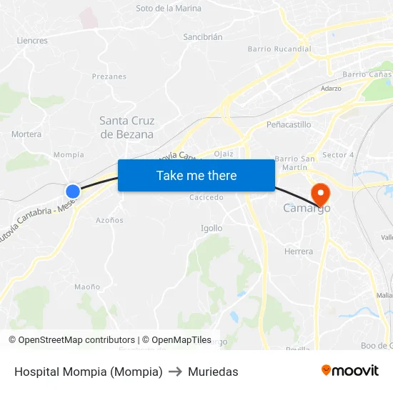 Hospital Mompia (Mompia) to Muriedas map