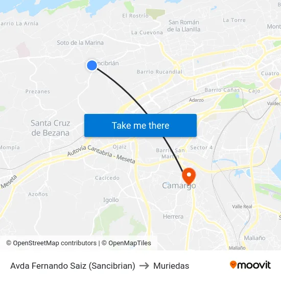 Avda Fernando Saiz (Sancibrian) to Muriedas map
