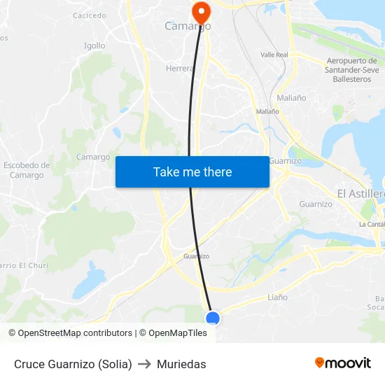 Cruce Guarnizo (Solia) to Muriedas map