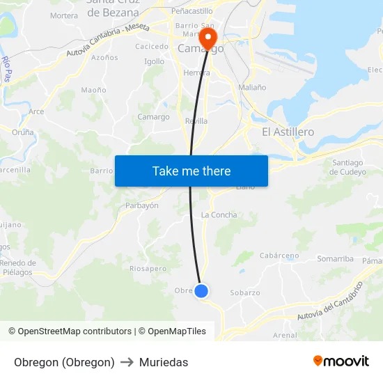 Obregon (Obregon) to Muriedas map