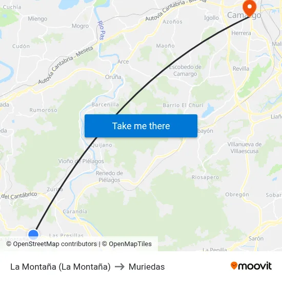 La Montaña (La Montaña) to Muriedas map