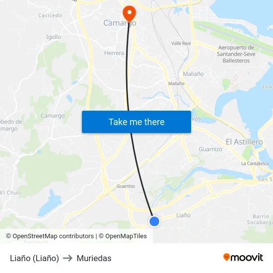 Liaño (Liaño) to Muriedas map