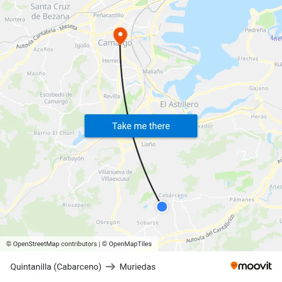 Quintanilla (Cabarceno) to Muriedas map