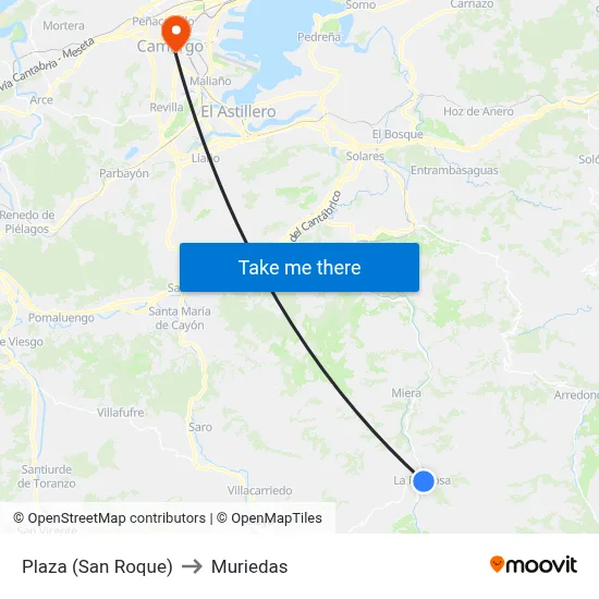 Plaza (San Roque) to Muriedas map