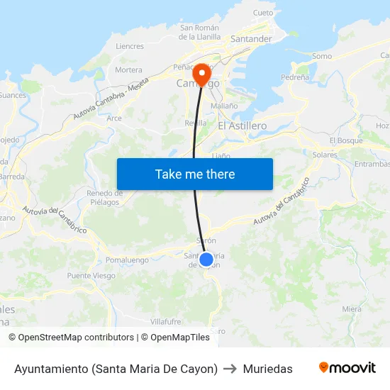 Ayuntamiento (Santa Maria De Cayon) to Muriedas map