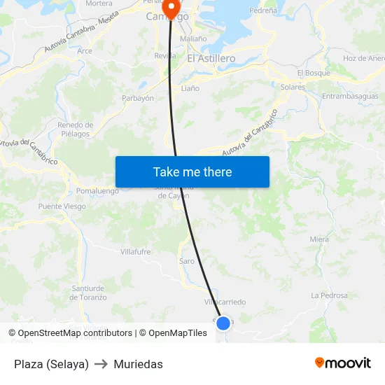 Plaza (Selaya) to Muriedas map