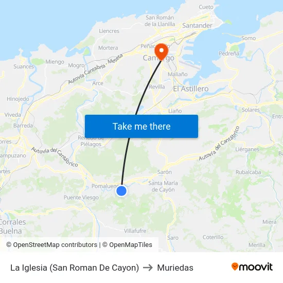 La Iglesia (San Roman De Cayon) to Muriedas map