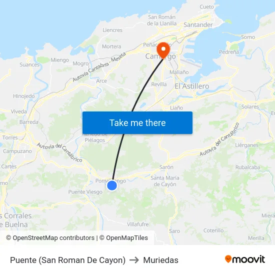 Puente (San Roman De Cayon) to Muriedas map