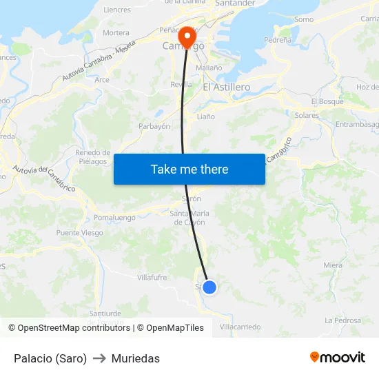 Palacio (Saro) to Muriedas map