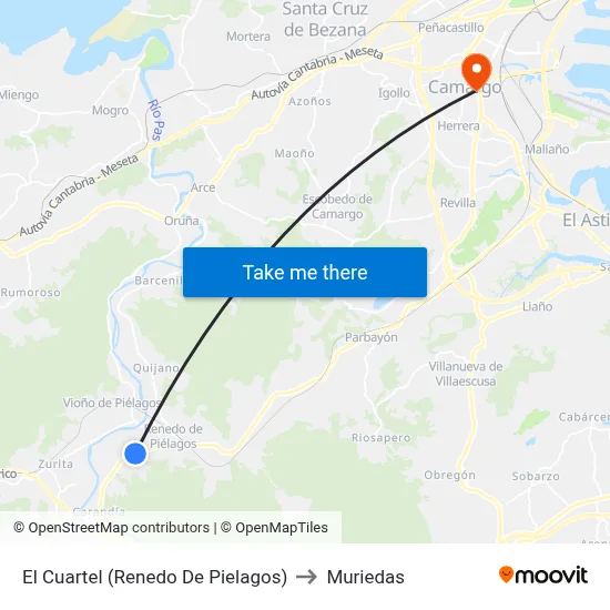 El Cuartel (Renedo De Pielagos) to Muriedas map