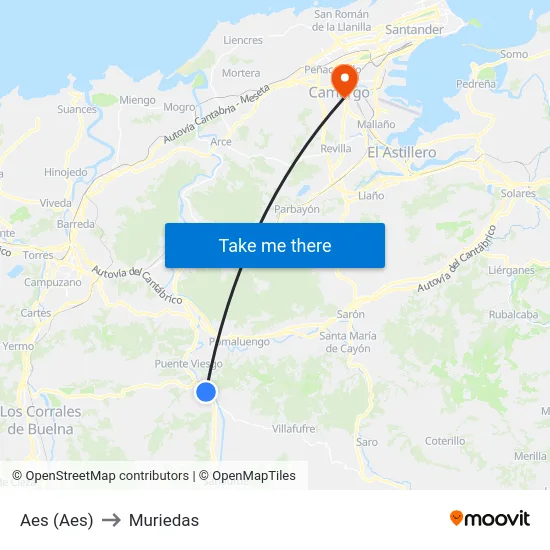 Aes (Aes) to Muriedas map
